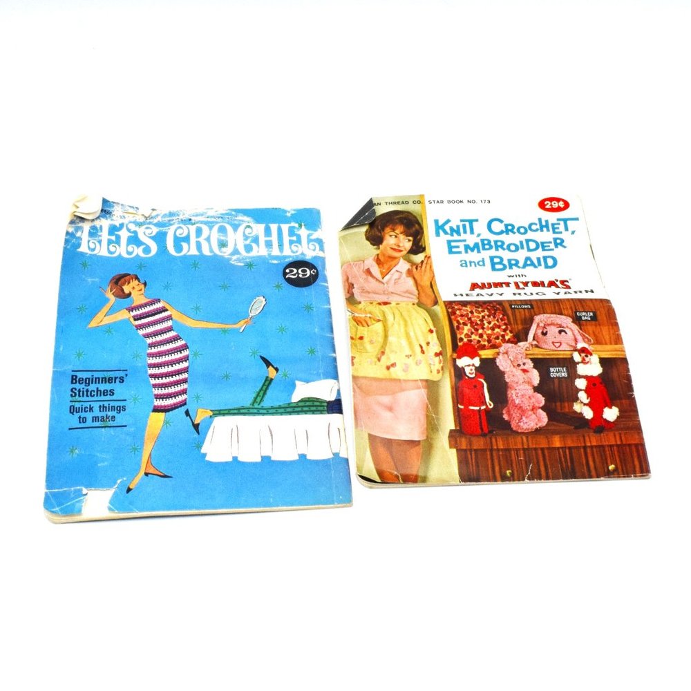 Vintage Let's Crochet Book 175 & Knit Crochet Embroider & Braid Book 173